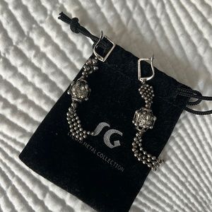 Liquid Metal and crystal earrings